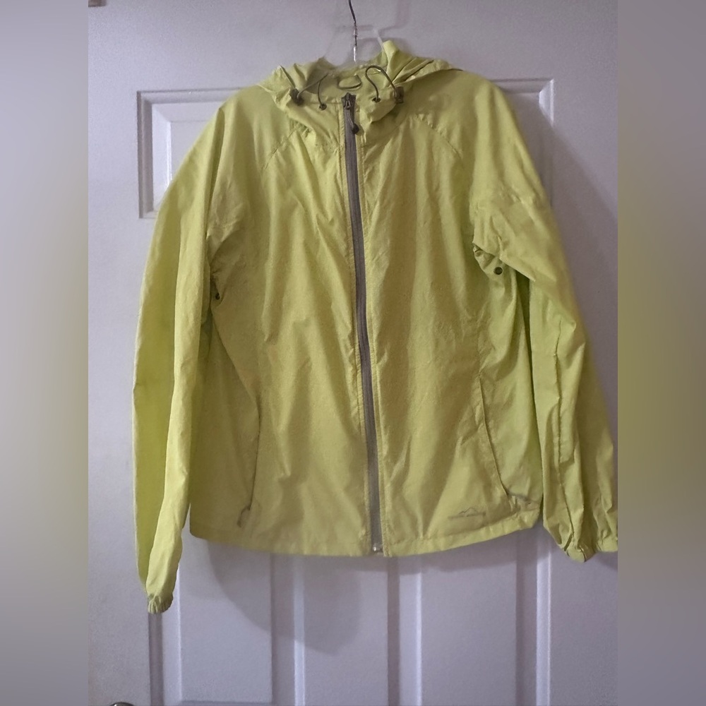Eddie Bauer Ripstop windbreaker jacket neon yellow green. Size medium.